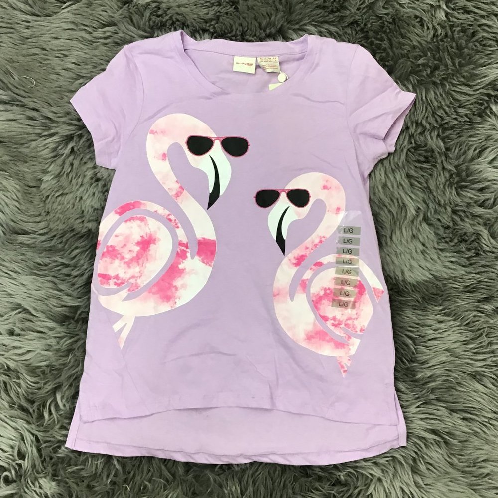 Manguun | Girl's T-shirt | Purple | Flamingos | Various Sizes